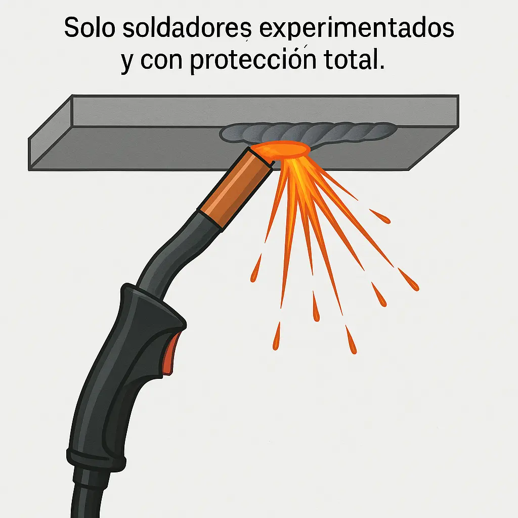 Soldadura sobrecabeza MIG