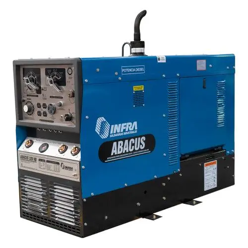 Motosoldadora Abacus 320 KB (incluye batería) + enchufe + pinza de maza y porta electrodos - Infra
